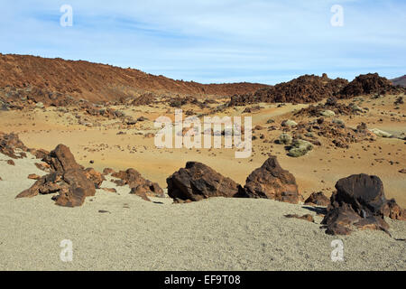 Bimsstein-Feld im Teide-Nationalpark, Weltkulturerbe der UNESCO, Teneriffa, Las Minas de San José, Las Cañadas del Teide, Stockfoto