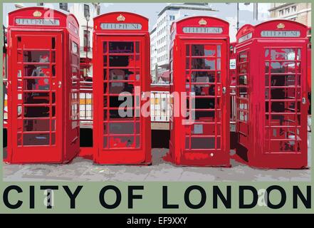 Ein Plakat Stil Auslegung des K6-Telefon-Boxen, London, England, UK Stockfoto