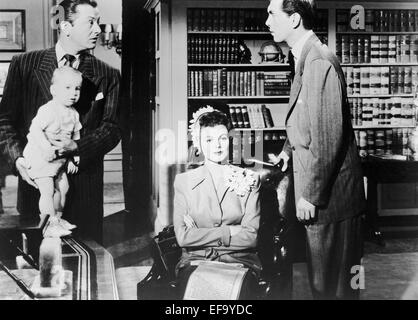 ROBERT YOUNG, Barbara Hale, Robert Hutton, und BABY MACHT DREI, 1949 Stockfoto