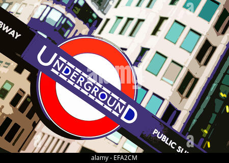 Eine grafische Interpretation von einer Londoner U-Bahn Zeichen, London, England, UK Stockfoto