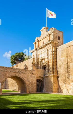 Mdina Haupttor mittelalterlichen Stadtmauer Mdina Malta EU Europa Stockfoto