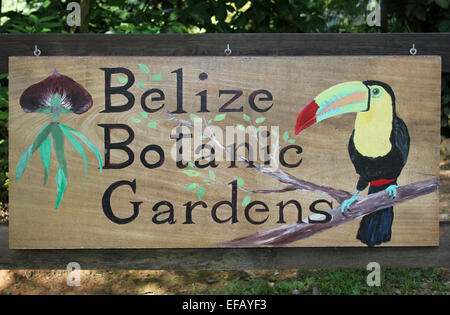 Melden Sie sich für die Belize Botanic Gardens Stockfoto