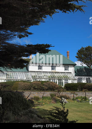 Government House, Stanley. Die offizielle Heimat des Gouverneurs der Falklandinseln stammt aus dem Jahr 1845 Stockfoto