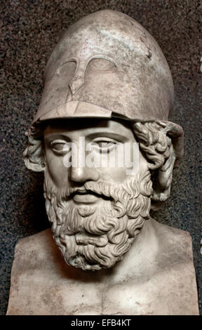 Büste von einem unbekannten griechischen Strategen. Marmor, Römische Kopie aus der Zeit des Hadrian nach einer griechischen Origina (Vatican Museum Rom-Italien) Stockfoto