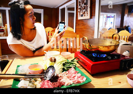 Sukiyaki oder Shuba Shabu oder Hot Pot im restaurant Stockfoto