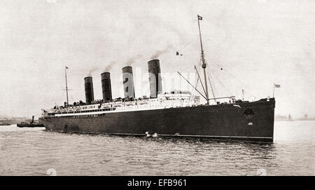 Ozeandampfer RMS Lusitania Cunard Line, torpediert und versenkt von einem deutschen u-Boot im Jahre 1915 im ersten Weltkrieg. Stockfoto