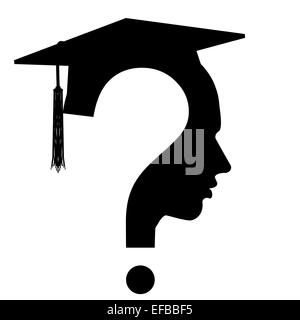 Fragezeichen-Kopf mit Bildung Cap-symbol Stockfoto