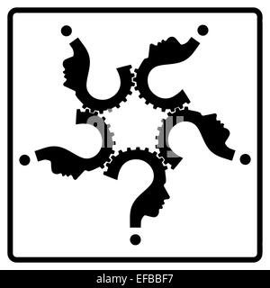 Menschlichen Kopf Team Gang Fragezeichen Stockfoto