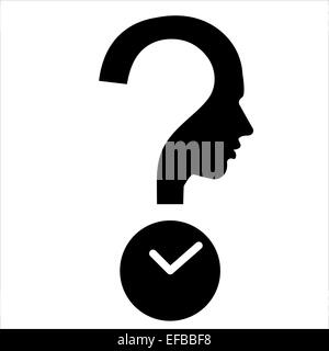 Fragezeichen Menschenkopf mit Timer - Termin-symbol Stockfoto