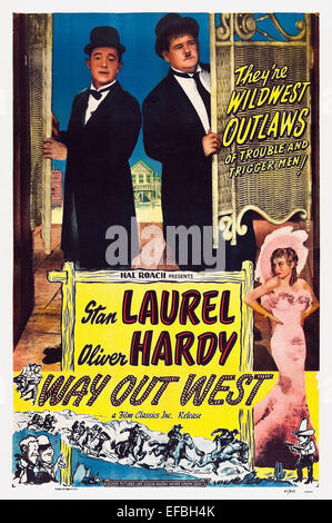 STAN LAUREL, Oliver Hardy, Plakat, WAY OUT WEST, 1937 Stockfoto