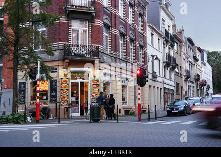 Brüssel, Belgien - Oktober 2014: Döner-Fastfood-Restaurant im Stadtteil EU-Büros in Brüssel Stockfoto