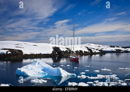 Yacht in der Antarktis Stockfoto