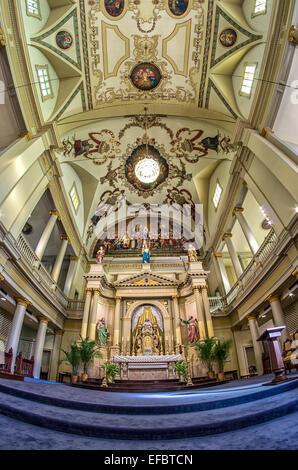 Fisheye Blick auf den Altar der St.-Louis-Kathedrale im französischen Viertel New Orleans LA USA Stockfoto