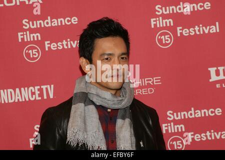 Park City, UT, USA. 30. Januar 2015. John Cho im Ankunftsbereich für Oma-Premiere auf der 2015 Sundance Film Festival, Eccles Center, Park City, UT 30. Januar 2015. Bildnachweis: James Atoa/Everett Collection/Alamy Live-Nachrichten Stockfoto