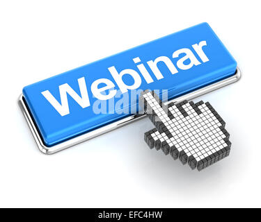 Klicken auf eine Schaltfläche "Webinar", 3d render Stockfoto