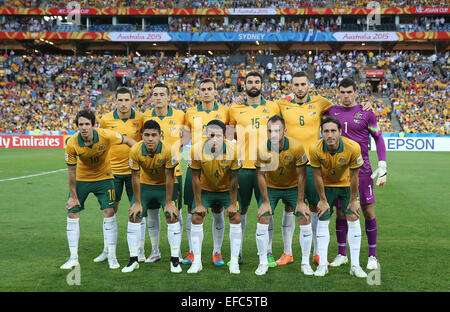 Sydney, Australien. 31. Januar 2015. Australische Spieler stellen vor ihrem letzten Spiel gegen Südkorea bei der 2015 AFC Asian Cup in Sydney, Australien, 31. Januar 2015. Bildnachweis: Cao Can/Xinhua/Alamy Live-Nachrichten Stockfoto