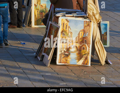 Gemälde zum Verkauf auf der Straße Venedig Veneto Italien Europa Stockfoto
