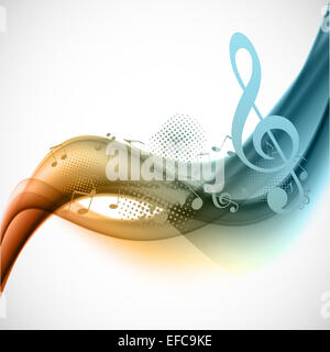 Bunte wellig Hintergrundmusik mit Noten und g-clef Stockfoto