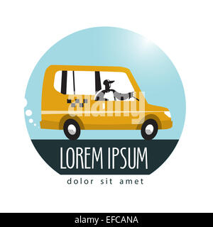 Taxi-Vektor-Logo-Design-Vorlage. Kleinbus oder Auto-Symbol. Stockfoto