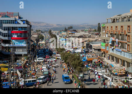 Erhöhten Blick auf die das Merkato, Addis Ababa, Äthiopien Stockfoto