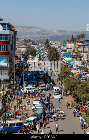 Erhöhten Blick auf die das Merkato, Addis Ababa, Äthiopien Stockfoto