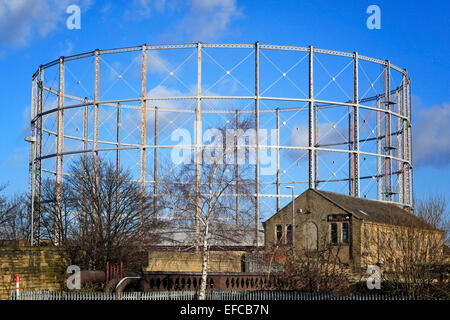 Gasspeicher in Huddersfield Stockfoto