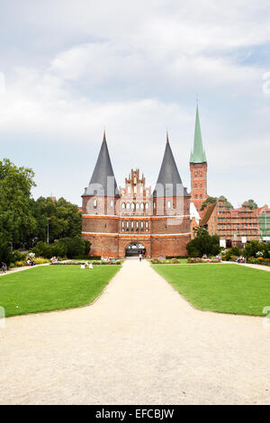 Holstein-Tor (erbaut im Jahre 1478), Lübeck, Deutschland Stockfoto