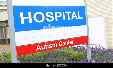 Autismus Zentrum Zeichen im Krankenhaus Stockfoto