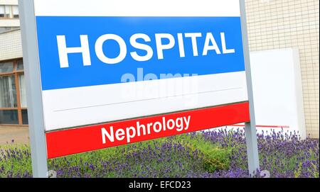 Nephrologie-Zeichen im Krankenhaus Stockfoto