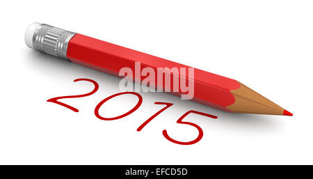 Neujahr 2015 mit Bleistift (Clipping-Pfad enthalten) Stockfoto