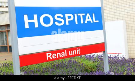 Renal Einheit Zeichen im Krankenhaus Stockfoto