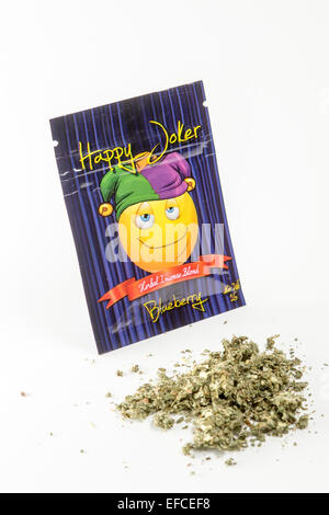 Glücklich Joker ist synthetischen Cannabis, aber auch als eine juristische hoch kennen, das jede Droge ist, die die Wirkung von Cannabis imitiert. Stockfoto
