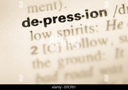 Definition des Wortes Depression im Wörterbuch Stockfoto