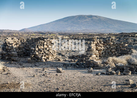 Dorf in der Danakil-Senke-Wüste in Äthiopien Stockfoto