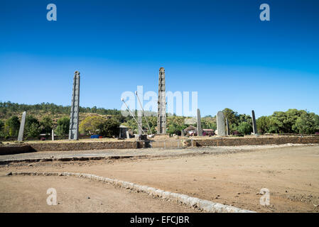 Stelen Park in Axum Tigre Provinz Äthiopien Afrika Stockfoto