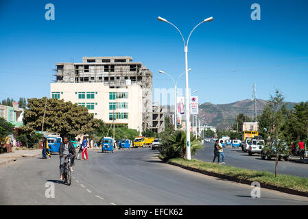 Straßen der Stadt von Shire, Tigray in Äthiopien, Afrika Stockfoto