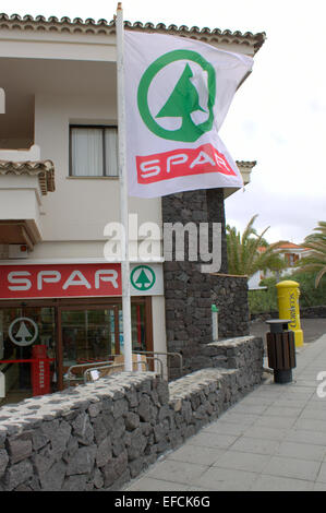 Spar-Sbupermarket in Los Cancajos, La Palma Stockfoto