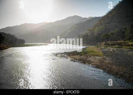 Fluss in die Berge, Äthiopien, Afrika Stockfoto