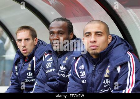 Franck RIBERY/Pascal CHIMBOMDA/David TREZEGUET - 31.05.2006 - Frankreich/Dänemark - Amical - Stade Felix Bollaert de Lens. Foto: David Herman/Icon Sport *** lokale Beschriftung Stockfoto
