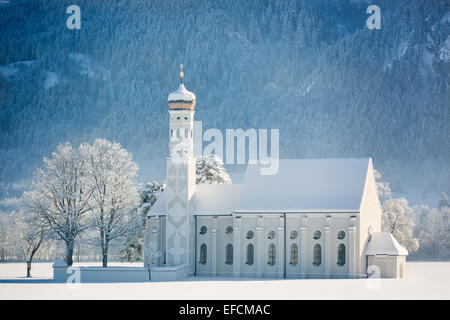 St. Coloman im Winter, Allgäu, Deutschland Stockfoto