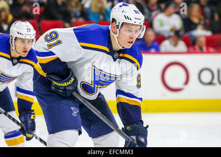 Raleigh, North Carolina, USA. 30. Januar 2015. St. Louis Blues rechten Flügel Vladimir Tarasenko (91) während des NHL-Spiels zwischen den St. Louis Blues und die Carolina Hurricanes in der PNC-Arena. Die St. Louis Blues besiegte die Carolina Hurricanes 3: 2 in der Overtime. Bildnachweis: Andy Martin Jr./ZUMA Draht/Alamy Live-Nachrichten Stockfoto