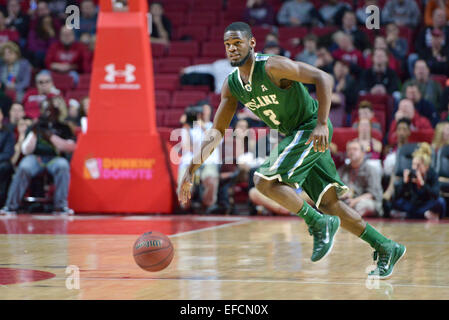 Philadelphia, PA, USA. 31. Januar 2015. Tulane Green Wave Wache JONATHAN STARK (2) bringt den Ball oben Gericht im AAC Konferenz Basketball-Spiel im Liacouras Center in Philadelphia. Credit: Ken Inness/ZUMA Draht/Alamy Live-Nachrichten Stockfoto