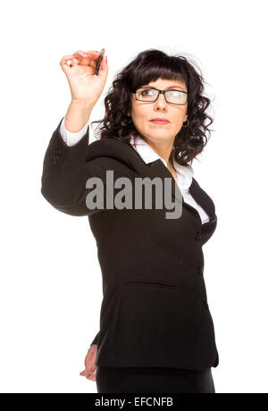 Fröhlichen senior Business-Frau, isoliert auf weiss Stockfoto