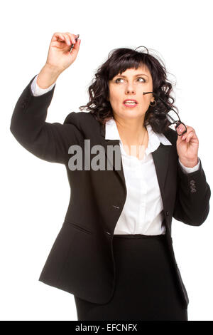 Fröhlichen senior Business-Frau, isoliert auf weiss Stockfoto