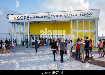 Miami Beach Florida, Scope International Contemporary Art Show, Art Basel Satellite fair, Front, Eingang, FL141205003 Stockfoto