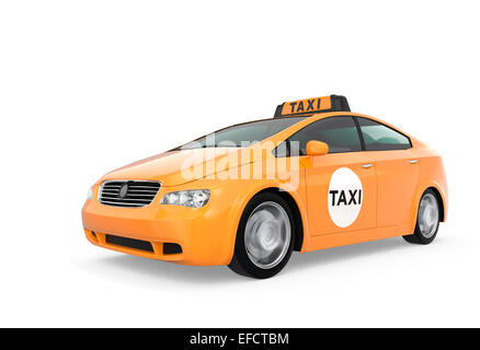 Gelbes Taxi isoliert auf weißem Hintergrund Stockfoto