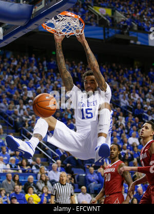 Lexington, Kentucky, USA. 31. Januar 2015. Kentucky Wildcats forward Willie Cauley-Stein (15) warf 2 seiner 12 Punkte, als Nr. 1 Kentucky Alabama 70-55 auf Freitag, 31. Januar 2014 in Lexington, Kentucky Foto von Mark Cornelison besiegte | Personal Credit: Lexington Herald-Leader/ZUMA Draht/Alamy Live-Nachrichten Stockfoto