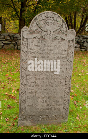 Grabstein, Silber Straße Friedhof, Coventry, Connecticut Stockfoto