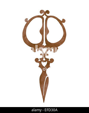 Schere. Aquarell Bild auf einem weißen Hintergrund Stockfoto