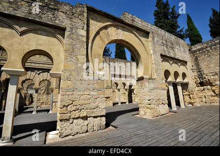 Medina Azahara, die Ruinen einer befestigten arabischen muslimischen mittelalterlichen Palast-Stadt in der Nähe von Cordoba, Spanien Stockfoto